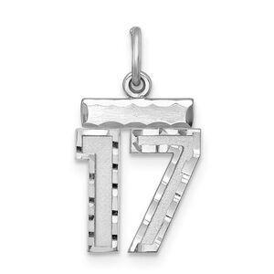 Sterling Silver, Varsity Collection, Small D/C Pendant, Number 17